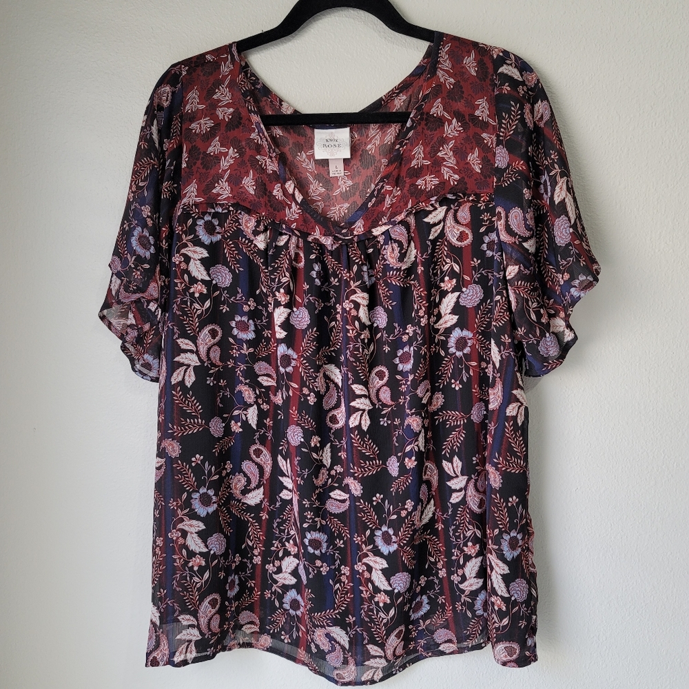 Knox Rose boho peasant floral blouse top